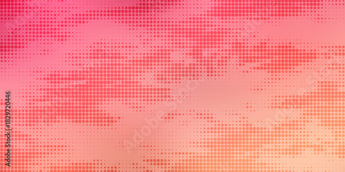Pink orange polka dots gradient halftone background. Pop art cartoon dot texture with comic graphic design, Horizontal abstract pattern wall for cover digital technology. vector modern