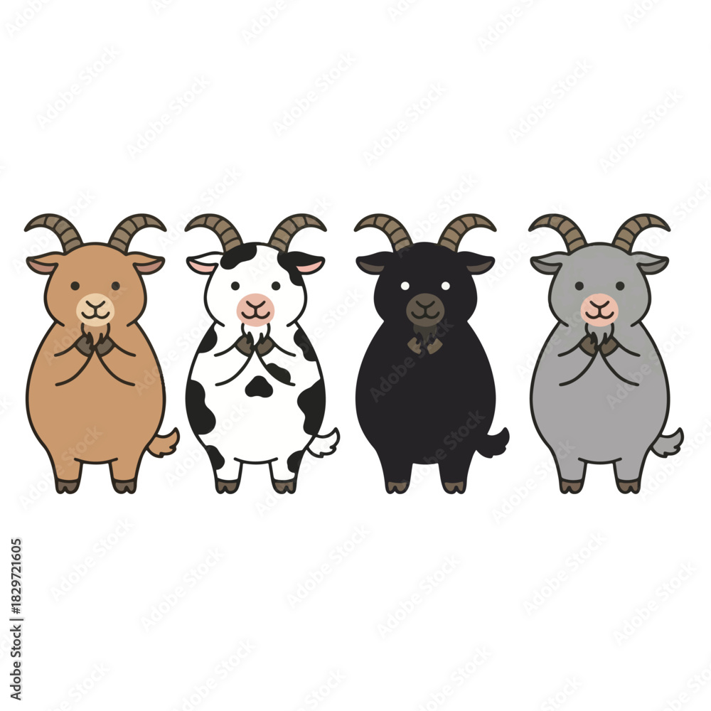 Obraz premium Cute Goat Set