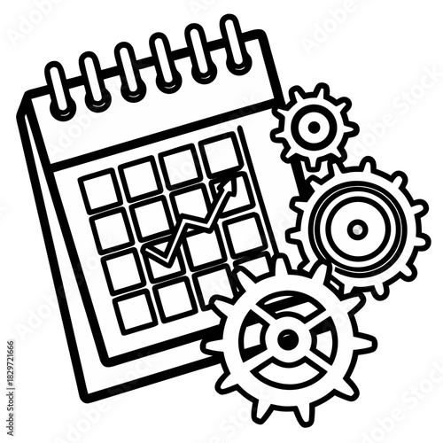 Checklist/Calendar with Visible Cogs/Gears