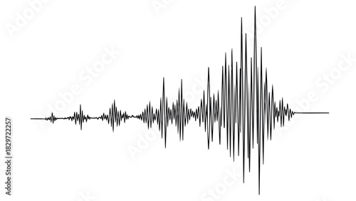Seismic waveform graphic representation on white background silhouette