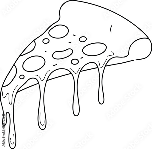 Delicious slice of pizza with melting cheese on a white background design
