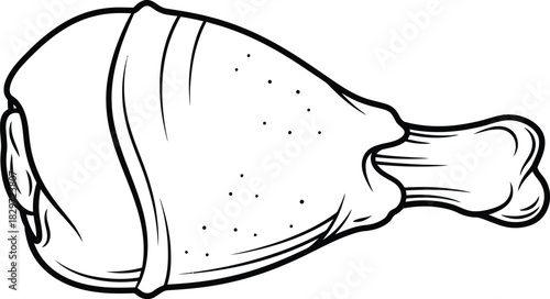 Cartoon style drawing of a chicken drumstick on a white background design