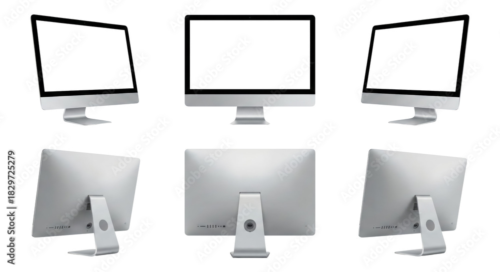 Obraz premium Detailed view of desktop computer monitors showcases design and technology features with a neutral