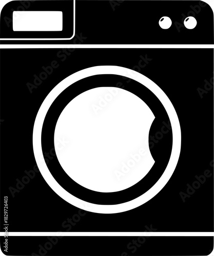 black silhouette of a front-loading washing machine