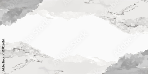 Blue sky and white clouds over a snowy winter mountain landscape with a cold ski resort panorama
