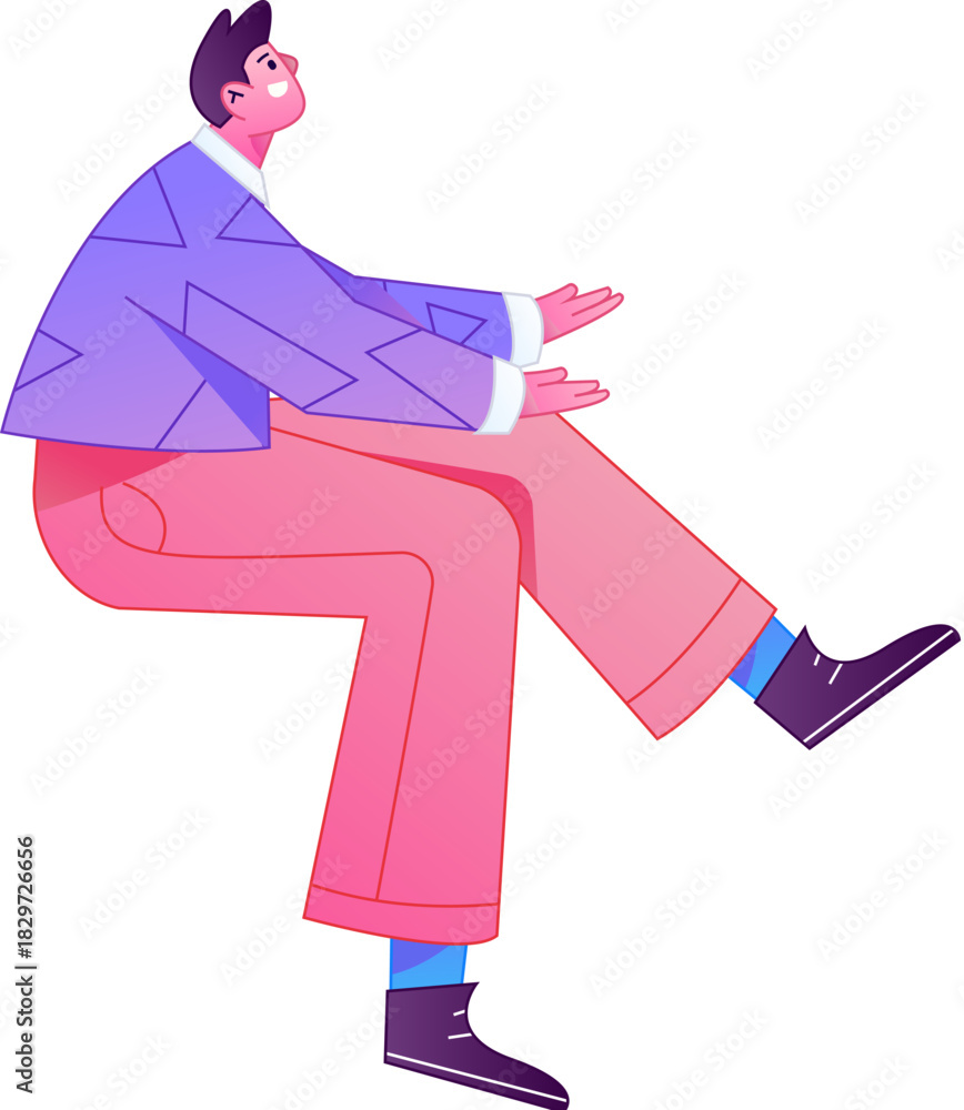 Obraz premium Human figure sitting pose, vector flat gradient illustration from the internet 