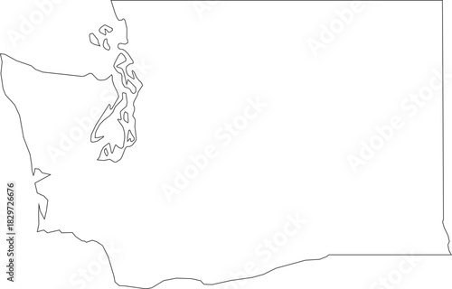 Washington Map Outline Simple Vector Map Minimalist