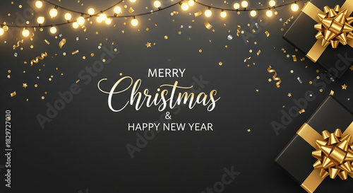 Christmas and new years festive design with gifts and lights