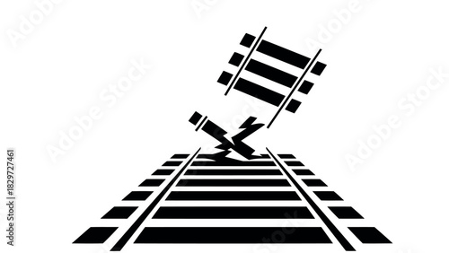 Abstract world destruction concept with lightning bolt and hat silhouette