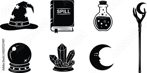 Magical ritual elements vector illustration