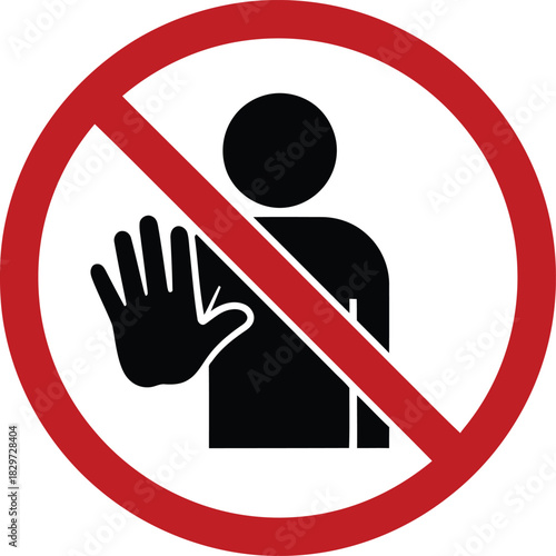 No entry person stop sign icon illustration