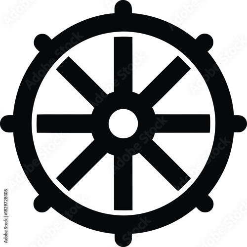 Dharma wheel symbol of buddhism illustration