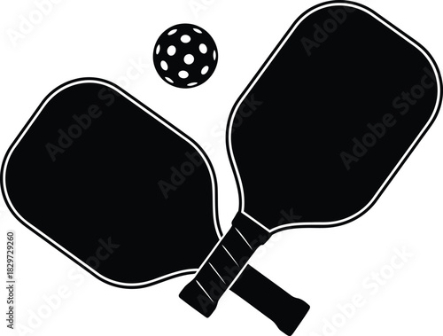 Pickleball paddles and ball icon illustration