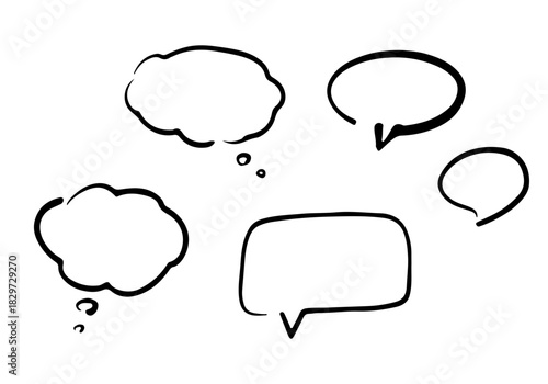 手描きの吹き出しセット　文字　イラスト　フレーム　落書き　飾り　装飾　對話框