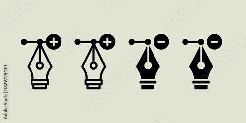 Vector pen tool icons showing add and subtract anchor points