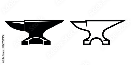 Blacksmith anvil silhouette and outline icon