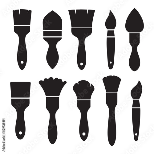 Paint brush black silhouette clipart design illustration isolated on background 
