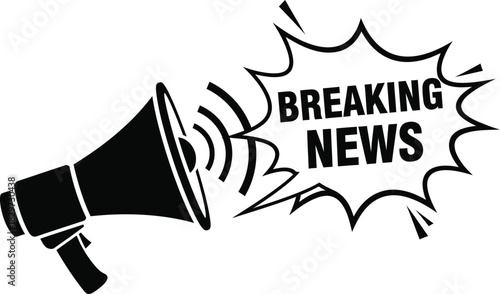 Breaking news alert megaphone. illustration