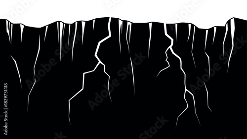 Abstract lightning storm with jagged edges and dark silhouette