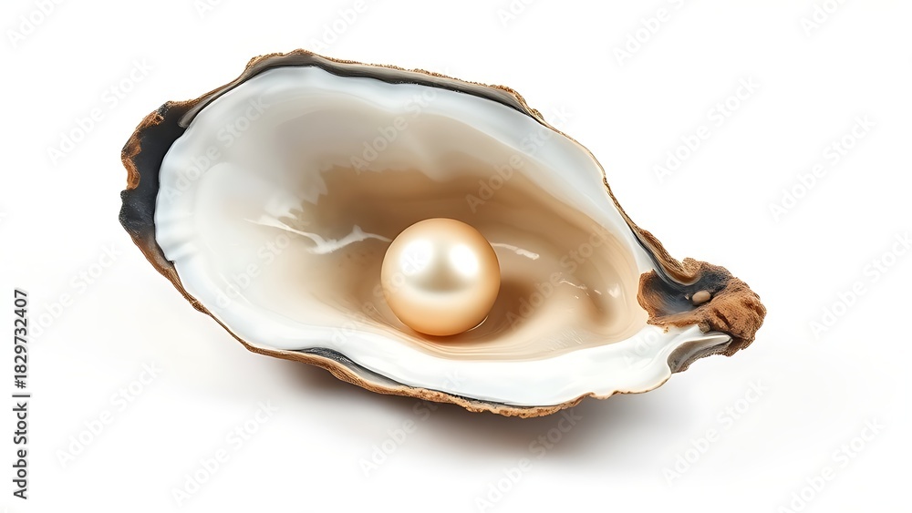 Naklejka premium vulnerable. An open oyster shell revealing a pearl inside, a moment of vulnerable exposure. wildlife magazines, conservation campaigns, designed for eco-tourism storytelling.