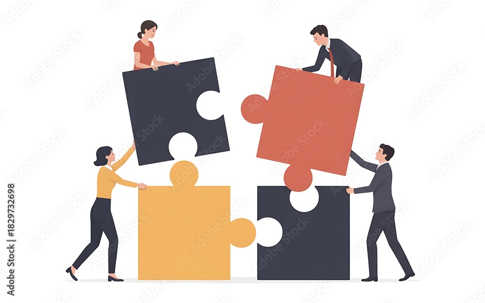 Fototapeta premium Team building puzzle pieces