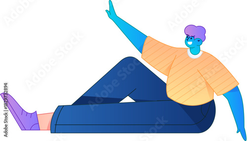Human figure sitting pose, vector flat gradient illustration from the internet

