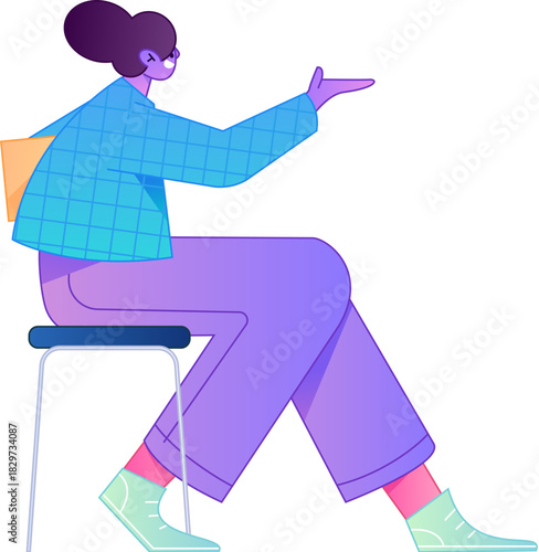 Human figure sitting pose, vector flat gradient illustration from the internet
