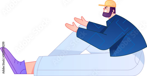 Human figure sitting pose, vector flat gradient illustration from the internet
