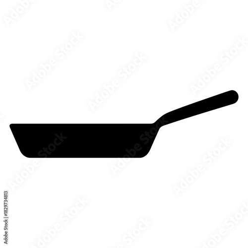 Frying pan side view silhouette icon minimal black kitchen cookware vector symbol