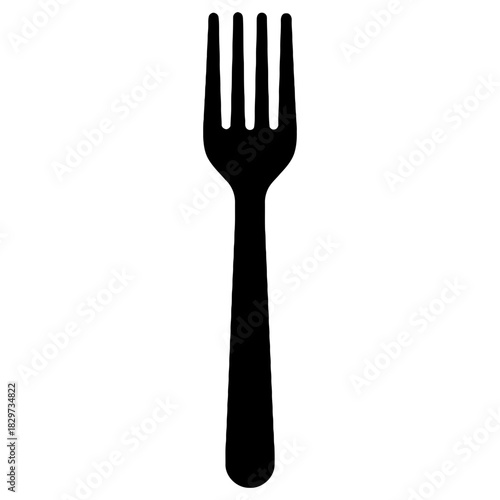 Fork silhouette icon minimal black kitchen cutlery tableware vector symbol