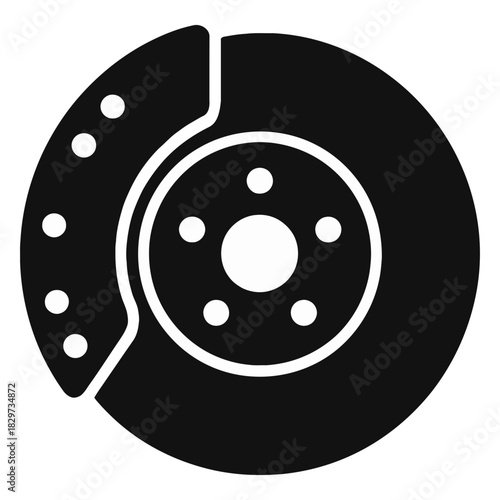 Car brake disc rotor icon silhouette automotive braking spare part vector