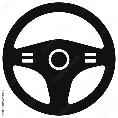 Car steering wheel icon silhouette automotive control driver interface vector