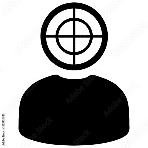 Target audience customer focus icon user head with crosshair vector symbol