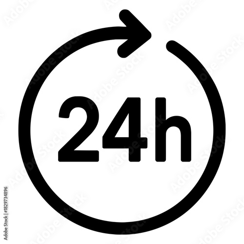 24h around clock service icon circular arrow nonstop support availability