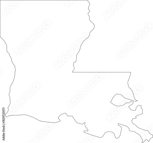Louisiana Map Stroke Outline Isolated State of USA Minimalist Vector