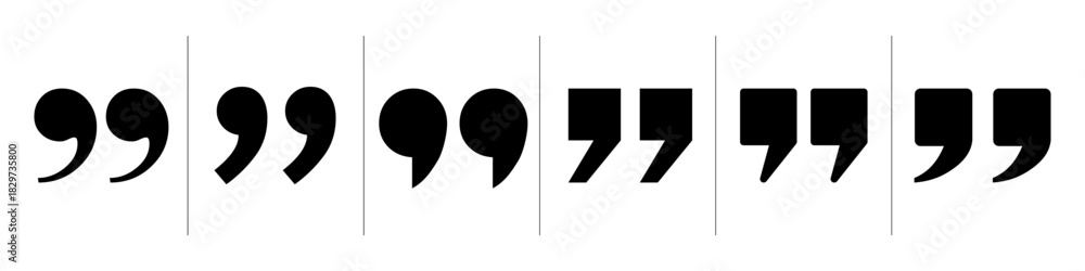 Obraz premium Quotation marks icon divided set, inverted commas or talking marks, quote speech marks