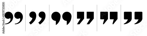 Quotation marks icon divided set, inverted commas or talking marks, quote speech marks