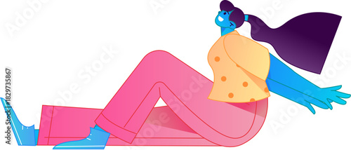 Human figure sitting pose, vector flat gradient illustration from the internet
