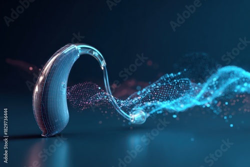 Futuristic Hearing Aid with Digital Sound Wave Visualization Isolated