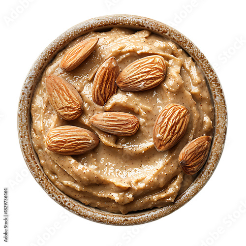 Creamy almond butter in a bowl with whole almonds