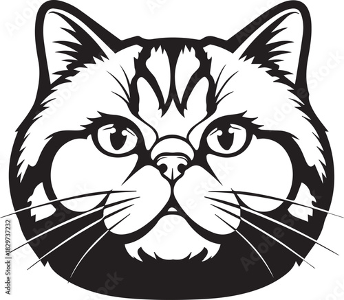 Exotic Shorthair Cat Face Silhouette Vector Graphic Illustration Design