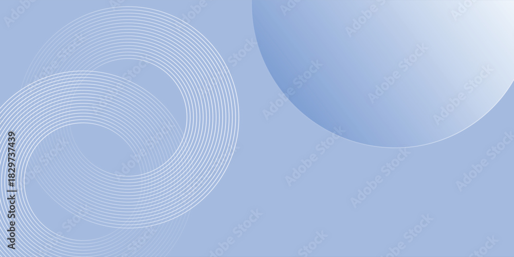 Fototapeta premium Abstract minimalist banner background, pastel colorful, blue and white gradations. Circle effect style art