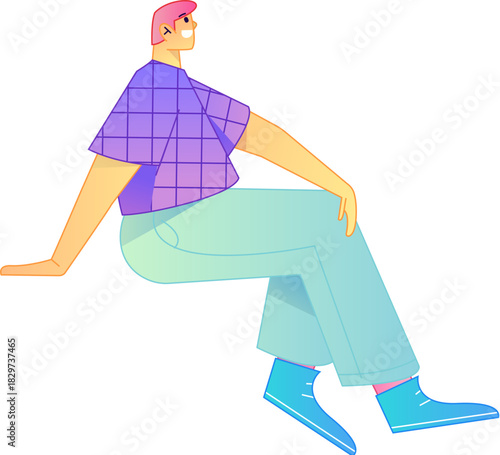 Human figure sitting pose, vector flat gradient illustration from the internet
