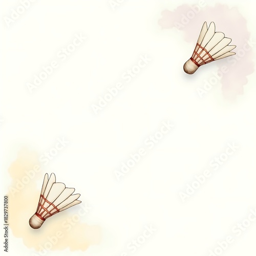 Badminton Shuttlecock Watercolor Frame