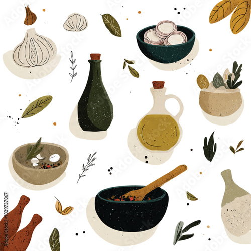 Clean Healthy Kitchen Ingredient Icon Collection for Meal Prep Designs