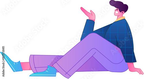 Human figure sitting pose, vector flat gradient illustration from the internet
