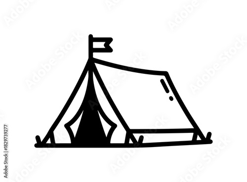 Charming camping tent illustration for outdoor adventures, perfect for travel blogs, nature guides, and summer vacation promotions, originally vector