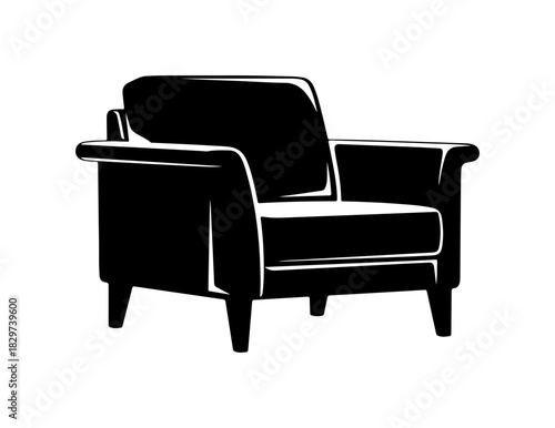 Stylish armchair illustration for cozy interior design projects, ideal for home decor and furniture catalogs, a classic living room furniture piece