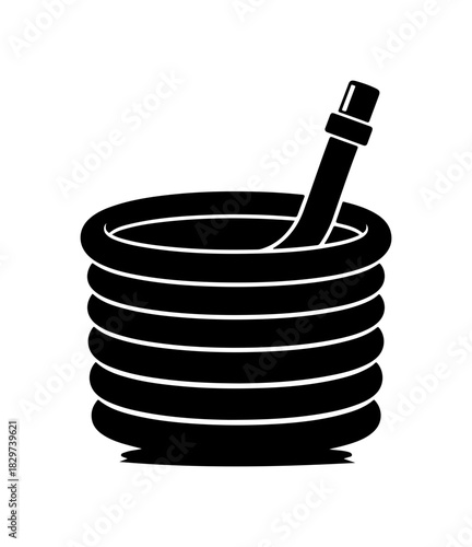 Essential garden hose coiled neatly, ready for watering and yard work. A simple symbol of outdoor maintenance, originally designed as a vector graphic.