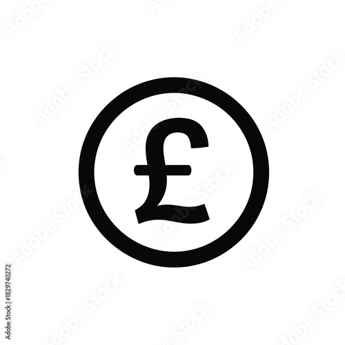 Isolated pound sterling currency symbol inside a circle, representing finance, economy, and uk money in a clean graphic icon format.